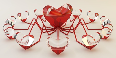 Blood transfusion concept with group of heartsの写真素材