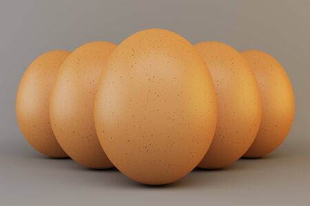 Eggs in group on gray backgroundの写真素材