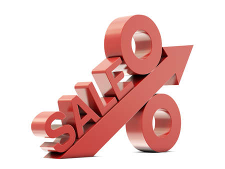 SALE text on percent sign isolated on white backgroundの写真素材
