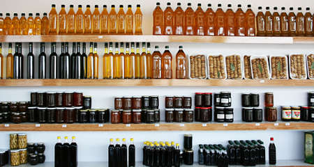 Balikesir,Turkey-October 08,2012:Olive Oils,Honeys and Jams in Organic Products Shopのeditorial素材