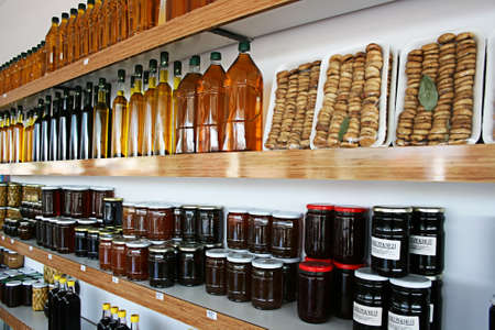 Balikesir,Turkey-October 08,2012:Olive Oils,Honeys and Jams in Organic Products Shopのeditorial素材