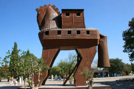 Canakkale,Turkey-October 08,2012:Trojan Horse in Troia Ancient Cityのeditorial素材