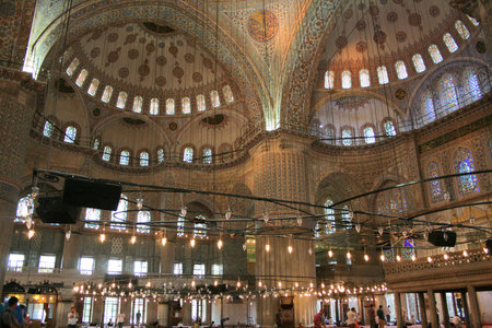 Istanbul,Turkey-July 25,2013 Inside of The Blue Mosqueのeditorial素材