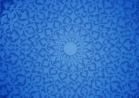 Oriental ornaments plaster ceiling, blue versionの写真素材