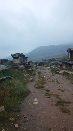 A cold day in Necropolis of Hierapolis in Pamukkale, Denizli, Turkeyのeditorial素材