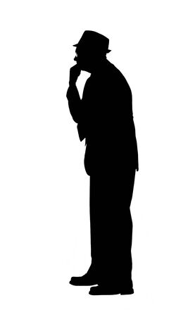 Silhouette of a Man in Thoughtの写真素材