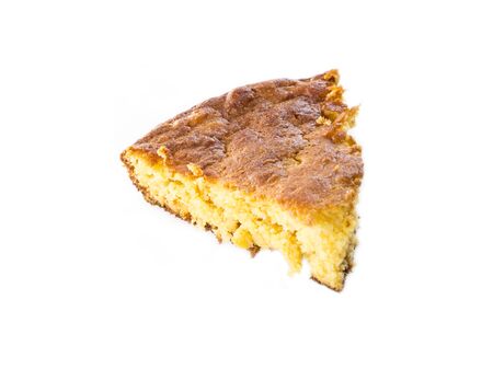 Home Style corn bread serving isolated on white background.の写真素材