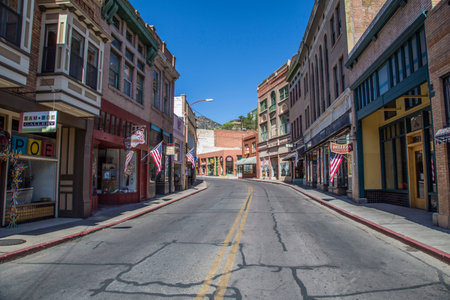 Bisbee, AZ - MAY 24, 2015: Downtown Historic Bisbee, Arizona - formerly a copper mining town - photographed at at mid-day.のeditorial素材