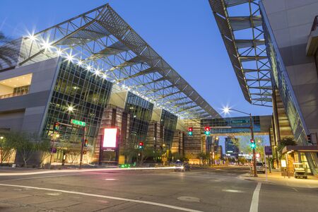 Convention Center in Downtown Phoenix Arizona at Monroe and 3rd Street at twilight.のeditorial素材