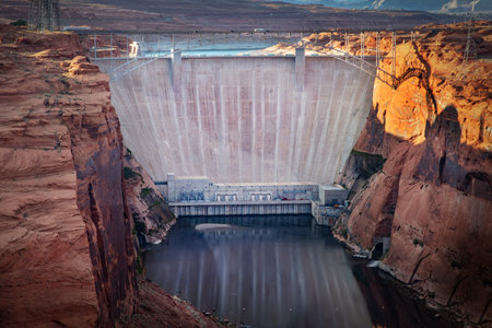 Glen Canyon Dam at Lake Powell near Page, Arizona early in the morning.