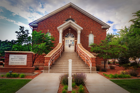 Historic Mormon Kanab chapel repurposed as a church family history center.