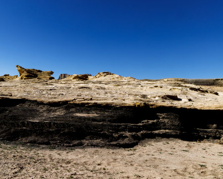 Coal Outcropping in Mancos Shale Formation from the San Rafael Swell in Southern Utah near Hanksville.の写真素材