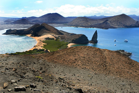 View of Isla Bartolome in the Galapagos Islandsの写真素材