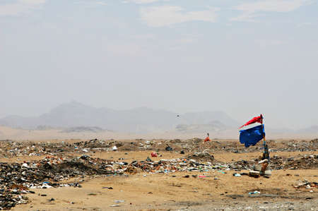 An unofficial dumping site along the Peruvian coastの写真素材