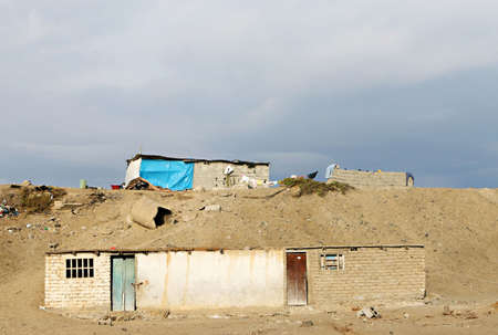 The poor people of Peru are forced to live in make-shift shanties like theseの写真素材