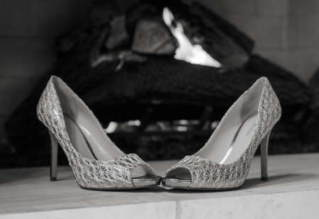 The bride's beautiful wedding day shoesの写真素材