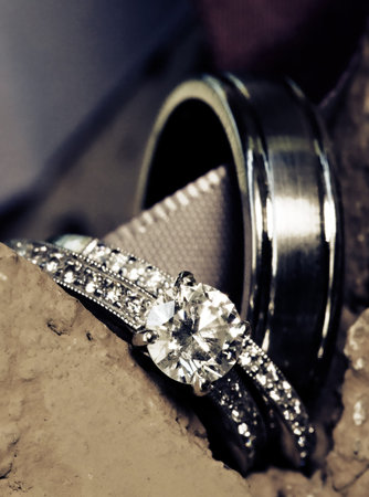 A close-up shot of a beautiful wedding ring
