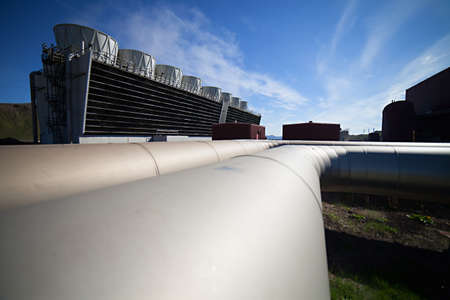 Iceland's geothermal power plant station in the Krafla volcanic regionの写真素材