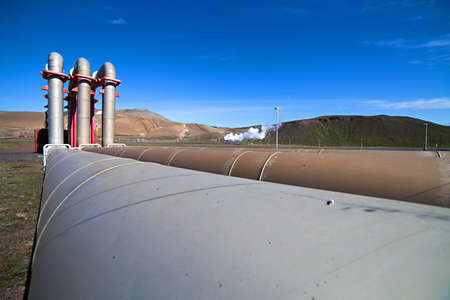 Iceland's geothermal power plant station in the Krafla volcanic regionの写真素材