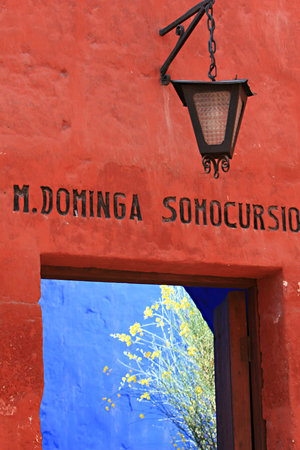 Inside the ancient Santa Catalina convent in Arequipa, Peruの写真素材