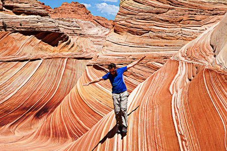 Unique sandstone formations on the border of Arizona and Utah in the United Statesの写真素材