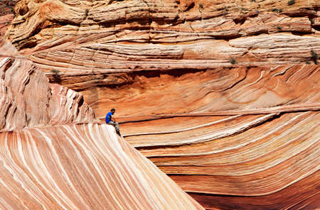 Unique sandstone formations on the border of Arizona and Utah in the United Statesの写真素材