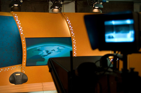 TV news studio for broadcast production