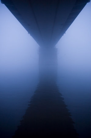 Bridge in the fogの写真素材