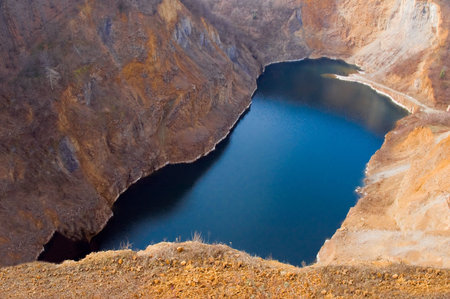 Height view on the most beautiful lake and quarry