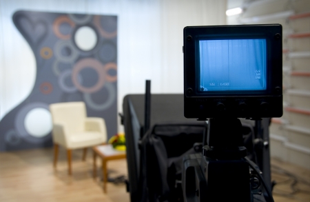 Video camera viewfinder - recording in TV studio - Talking To The Cameraの写真素材