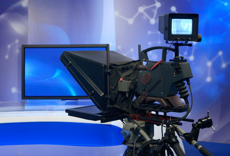 Television NEWS studio with cameraの写真素材