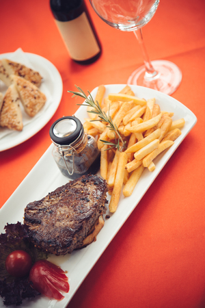 Grilled beef steak with side dishの写真素材