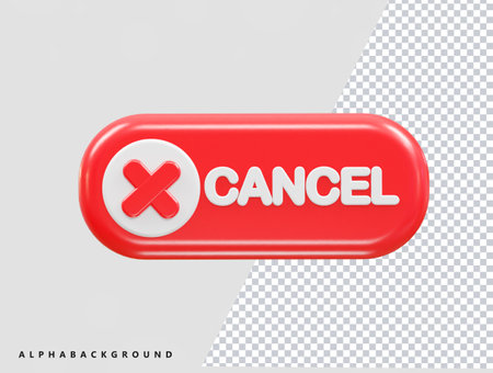 Red button with cancel icon on a transparent background. Vector illustration.のイラスト素材