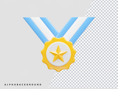 Award ribbon with gold star on transparent background. Vector illustration.のイラスト素材