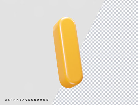 Realistic 3d yellow pill. Vector illustration isolated on transparent background.のイラスト素材