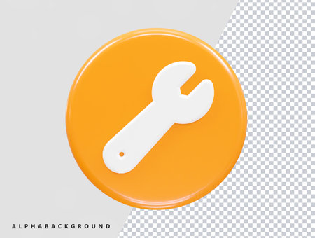 Orange Circle Wrench Icon on Transparent Background. Vector Illustrationのイラスト素材