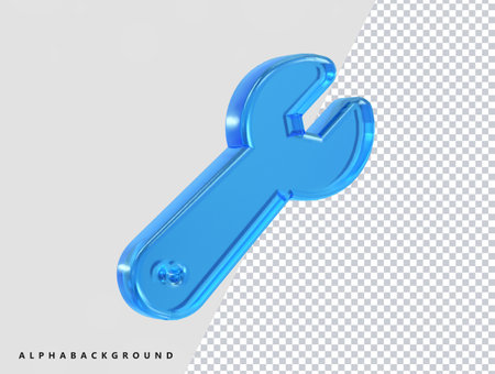 3D blue wrench isolated on a transparent background. Vector illustration.のイラスト素材