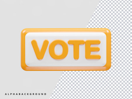 Orange vote button isolated on transparent background. Realistic vector illustration.のイラスト素材