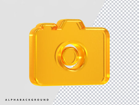 Realistic 3d Detailed Golden Photo Camera Icon. Vector illustrationのイラスト素材