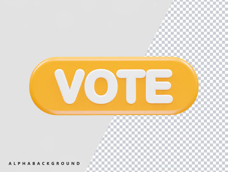 Vote button on transparent background. Vector illustration. Eps 10. Orange button.のイラスト素材