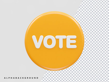 Orange Vote Button Isolated on Transparent Background. Vector Illustrationのイラスト素材