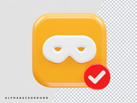 Realistic 3d mask icon with check mark. Vector illustration.のイラスト素材