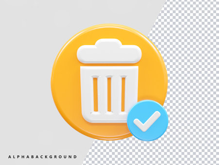 Flat icon of a trash bin with a check mark. Vector illustrationのイラスト素材