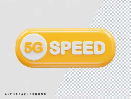 3D yellow button with 5g speed limit. Vector illustration.のイラスト素材