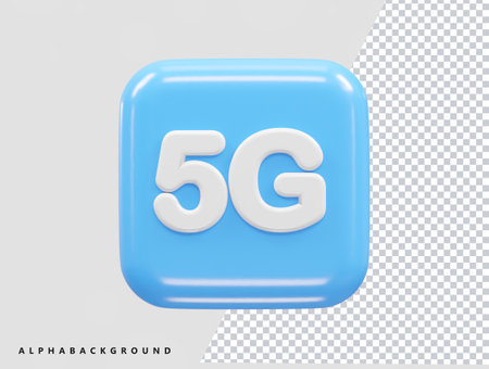 Blue 3D Number 5G Isolated on Transparent Background. Vector Illustration.のイラスト素材
