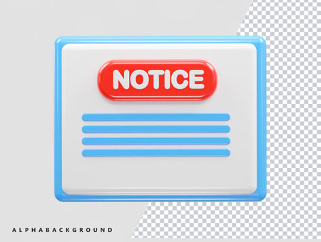 Notification button on white background. Realistic 3d vector illustration.のイラスト素材