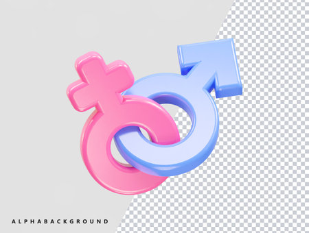 Gender symbols. Male and female symbols. 3d vector illustration.のイラスト素材