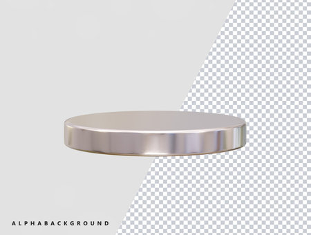 Round gold podium on a transparent background. 3d vector illustration.のイラスト素材