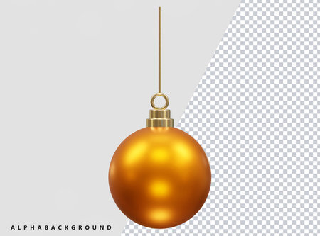 Golden Christmas ball on transparent background. Vector illustration. Eps 10.のイラスト素材