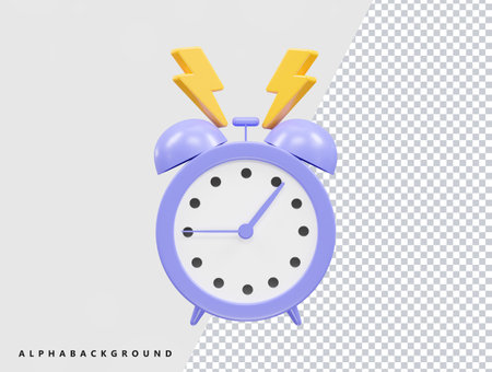 Alarm clock icon isolated on white background. 3d vector illustrationのイラスト素材
